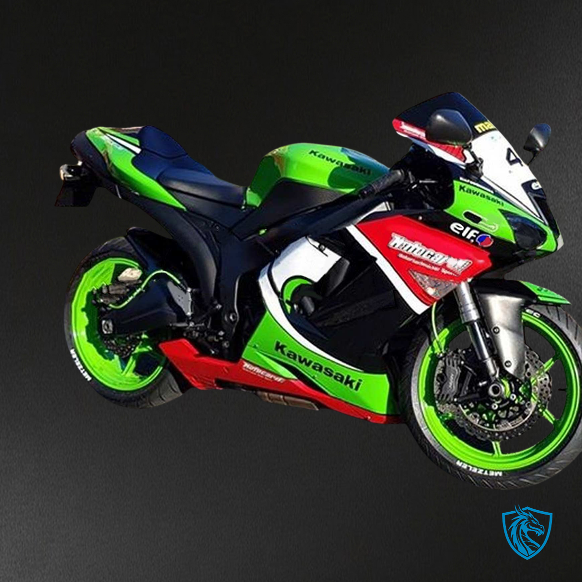 Kawasaki ZX6R (2007-2008) Green, Red & White - Fairing Kit