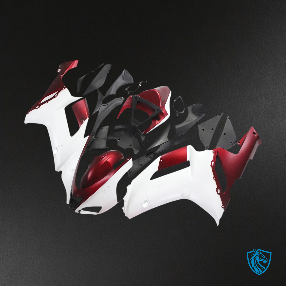 Kawasaki ZX6R (2007-2008) Red & White - Fairing Kit