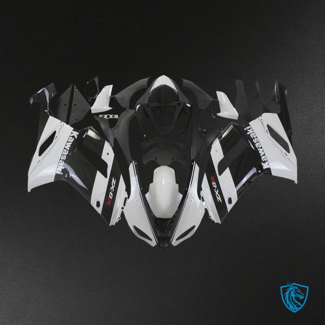 Kawasaki ZX6R (2007-2008) White & Black - Fairing Kit