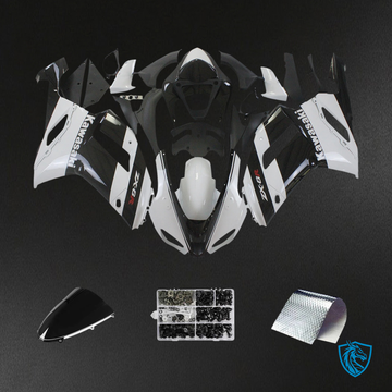 Kawasaki ZX6R (2007-2008) White & Black - Fairing Kit