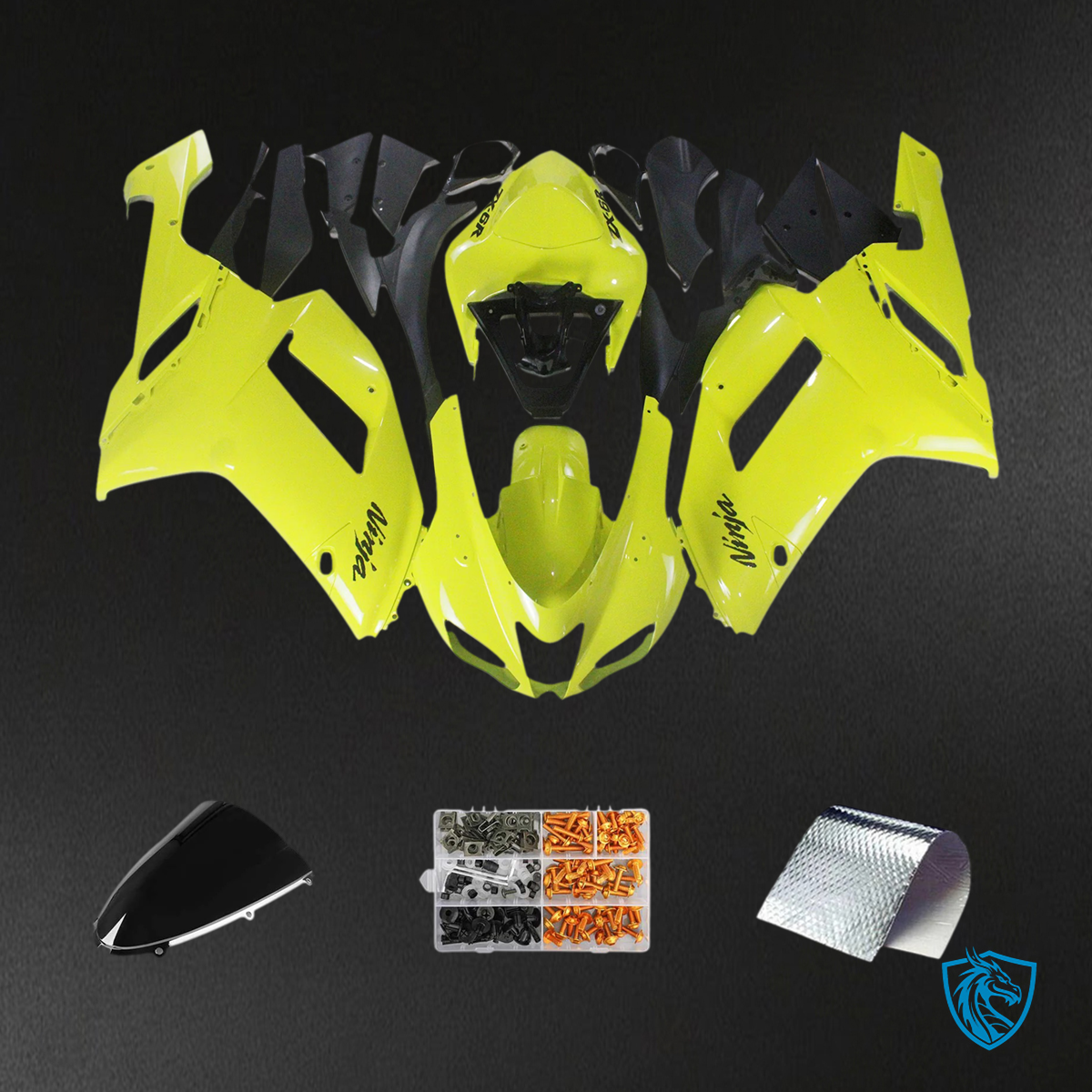 Kawasaki ZX6R (2007-2008) Yellow - Fairing Kit