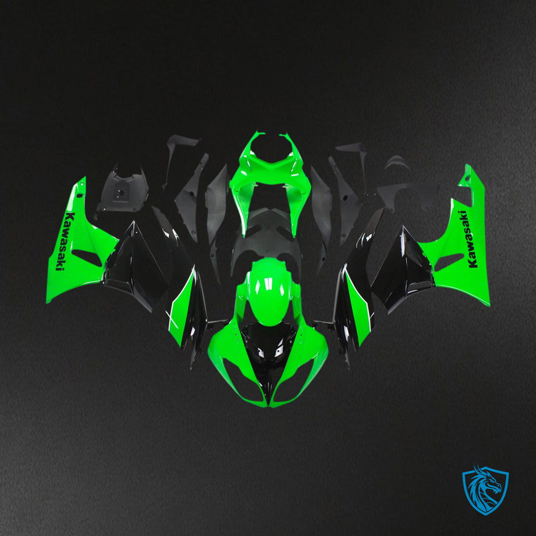 Kawasaki ZX6R (2009-2012) Black & Green - Fairing Kit