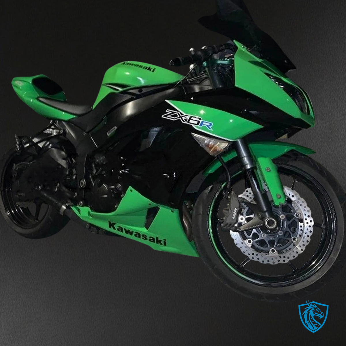 Kawasaki ZX6R (2009-2012) Black & Green - Fairing Kit