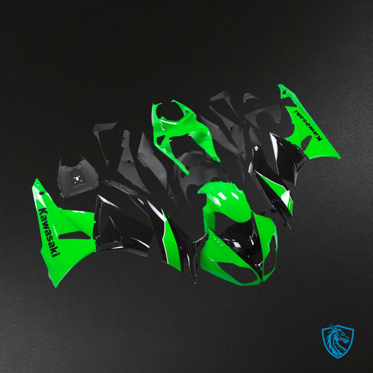 Kawasaki ZX6R (2009-2012) Black & Green - Fairing Kit