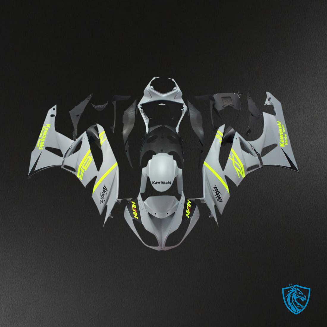 Kawasaki ZX6R (2009-2012) Gray & Yellow - Fairing Kit