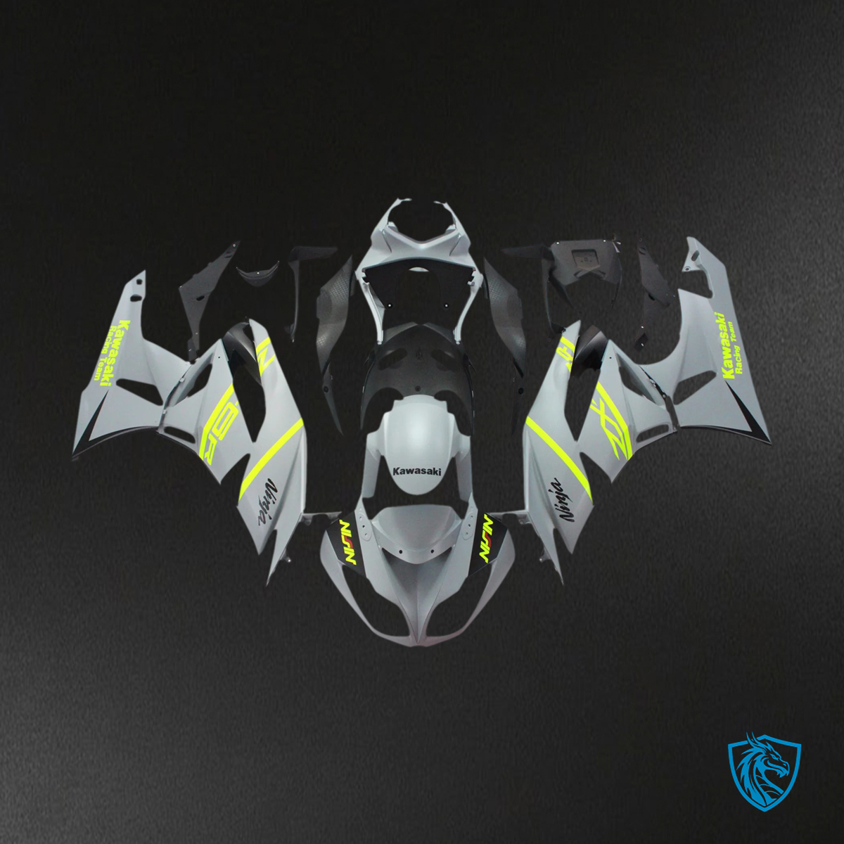 Kawasaki ZX6R (2009-2012) Gray & Yellow - Fairing Kit