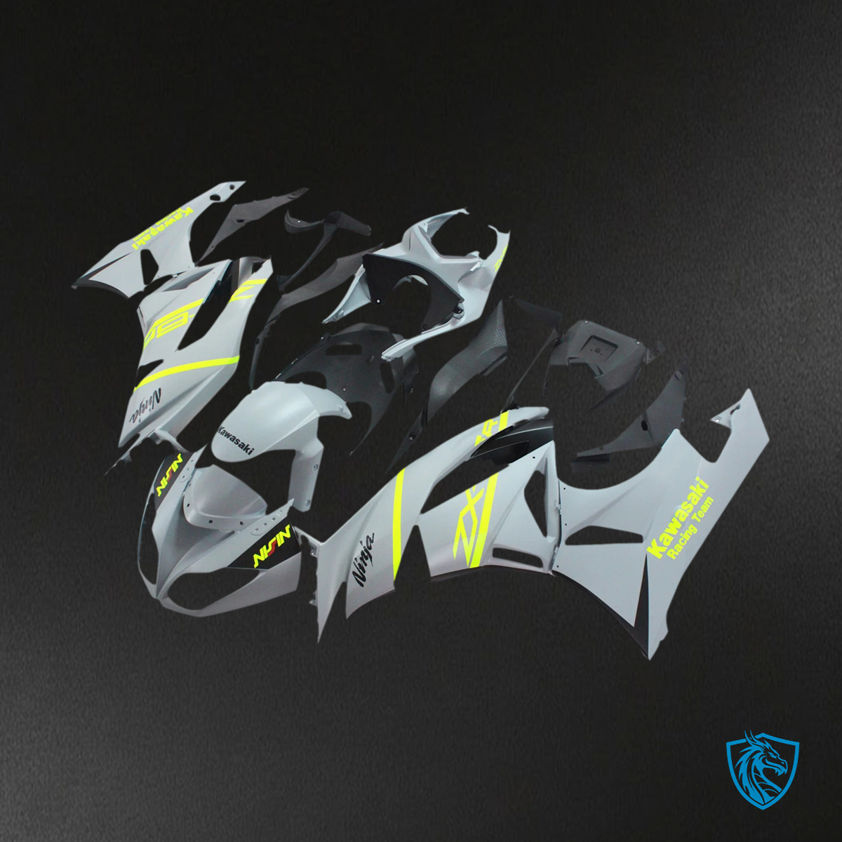 Kawasaki ZX6R (2009-2012) Gray & Yellow - Fairing Kit