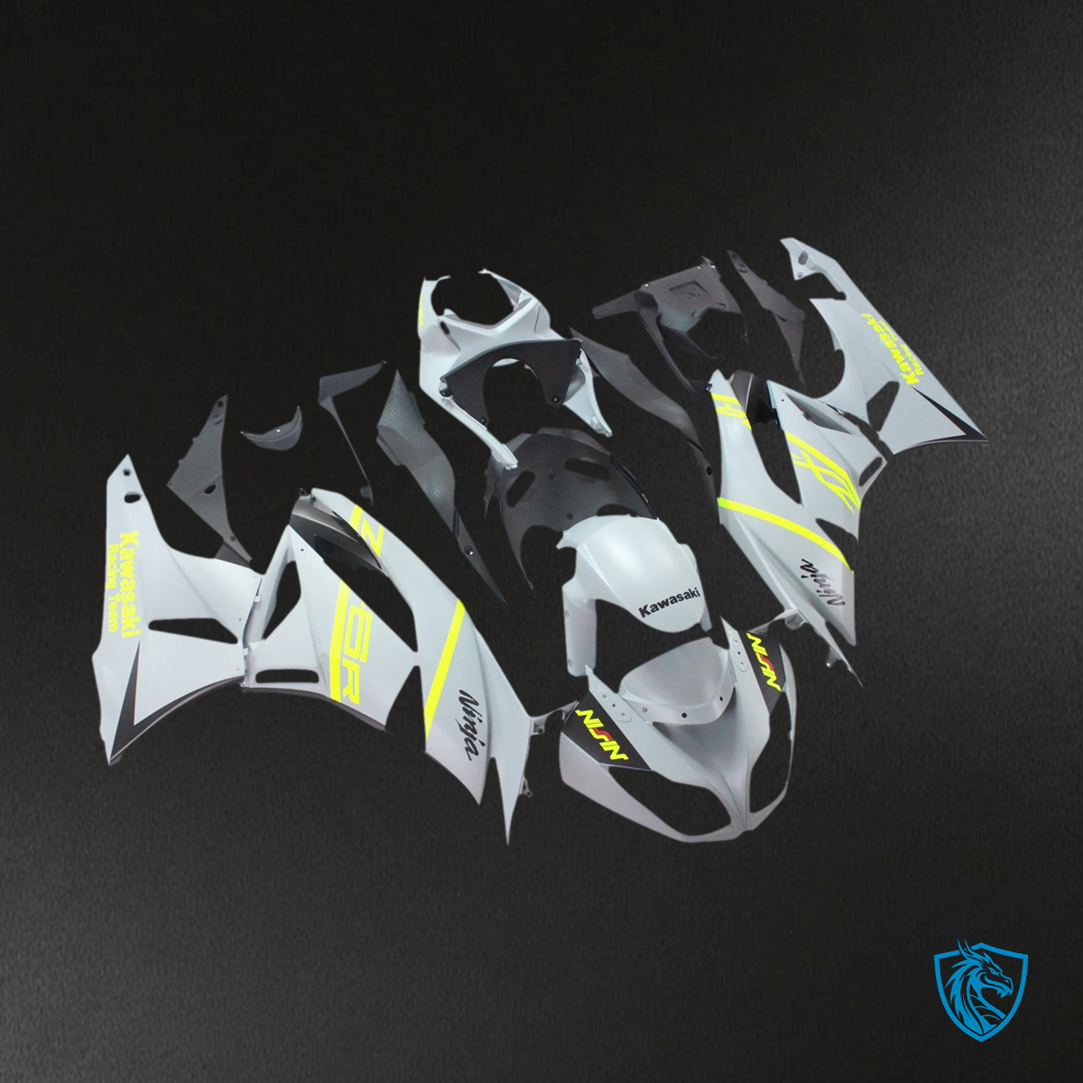 Kawasaki ZX6R (2009-2012) Gray & Yellow - Fairing Kit