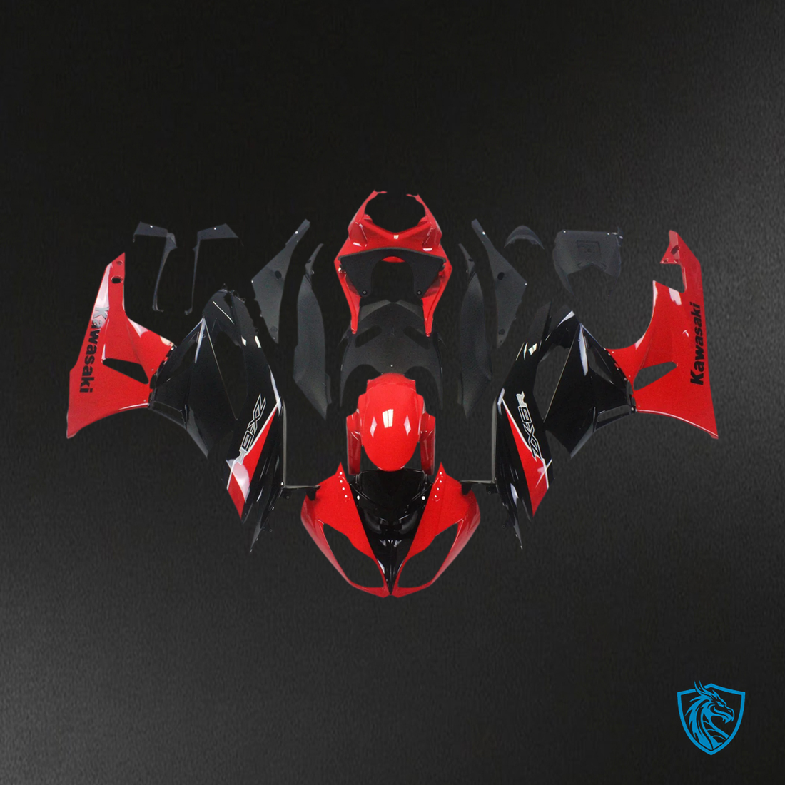 Kawasaki ZX6R (2009-2012) Red & Mix Black - Fairing Kit