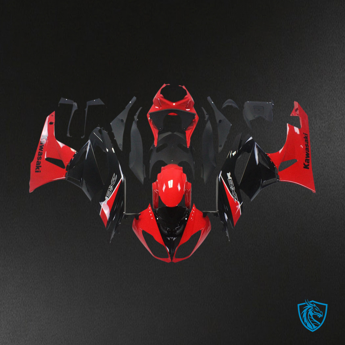 Kawasaki ZX6R (2009-2012) Red & Mix Black - Fairing Kit