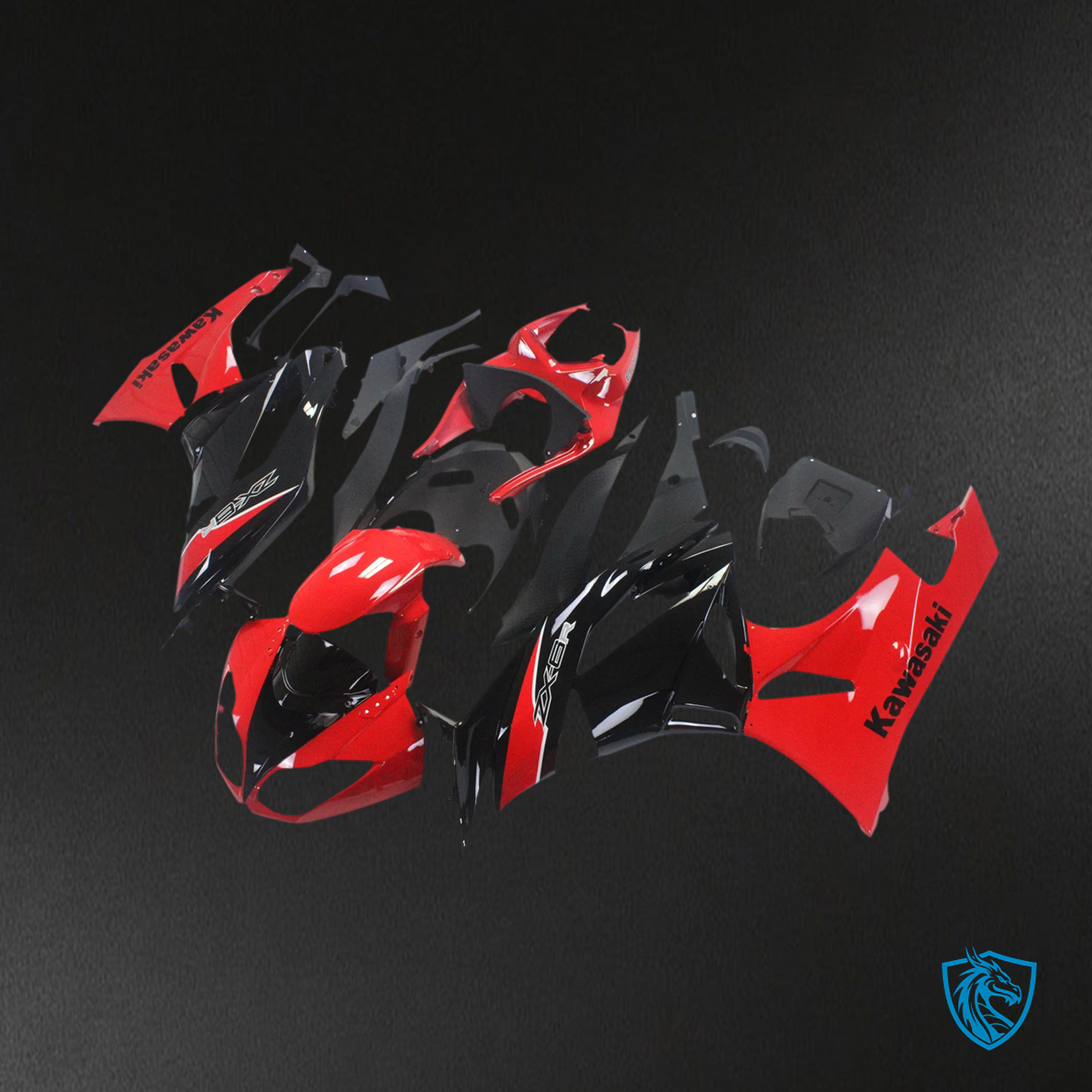 Kawasaki ZX6R (2009-2012) Red & Mix Black - Fairing Kit
