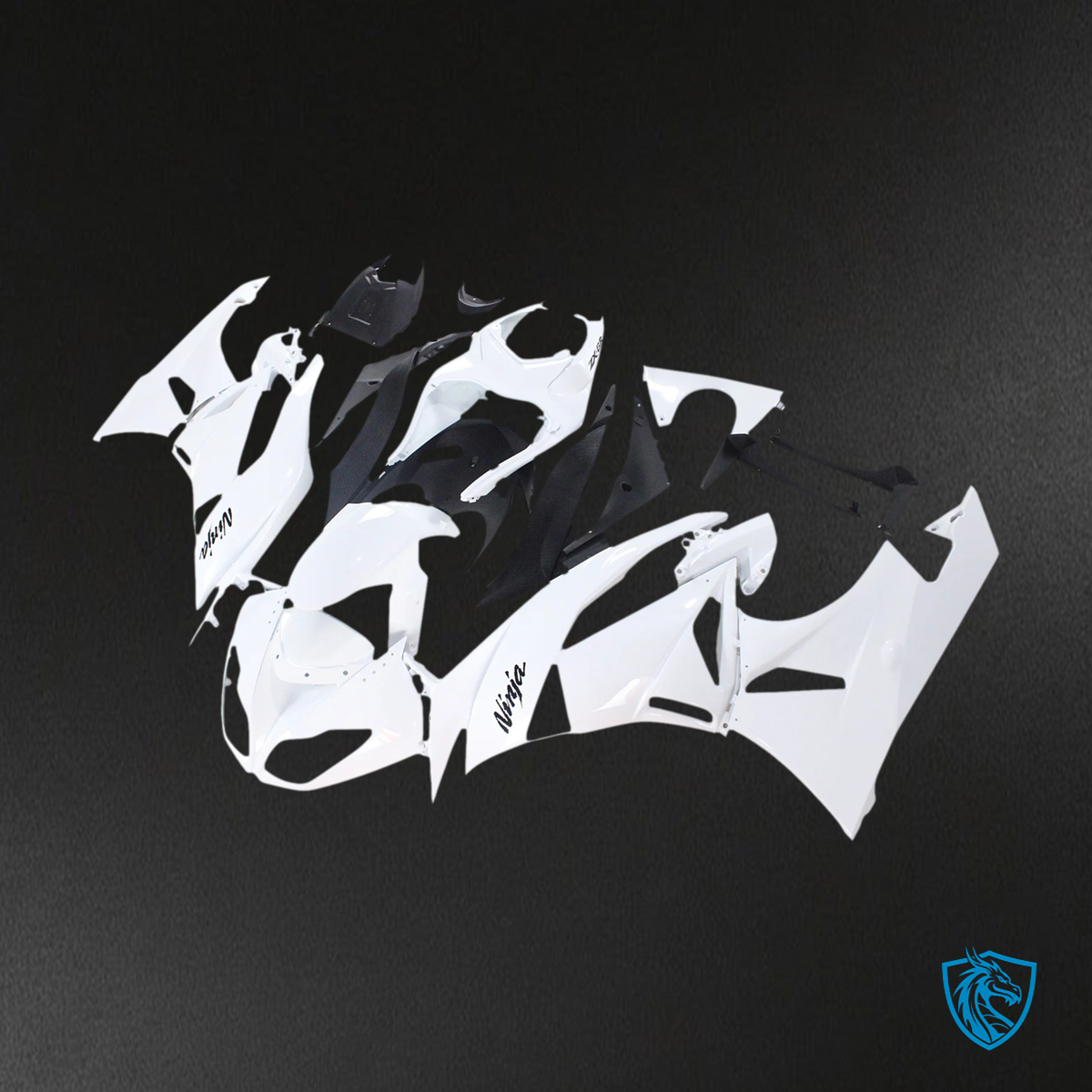 Kawasaki ZX6R (2009-2012) White & Black - Fairing Kit