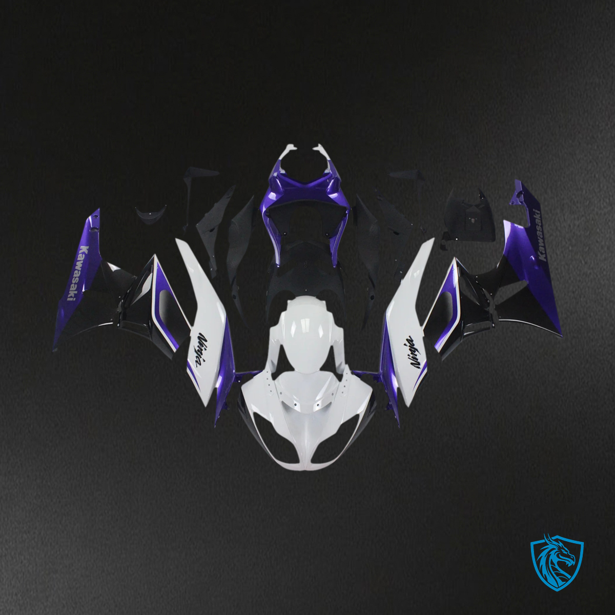Kawasaki ZX6R (2009-2012) White & Purple - Fairing Kit
