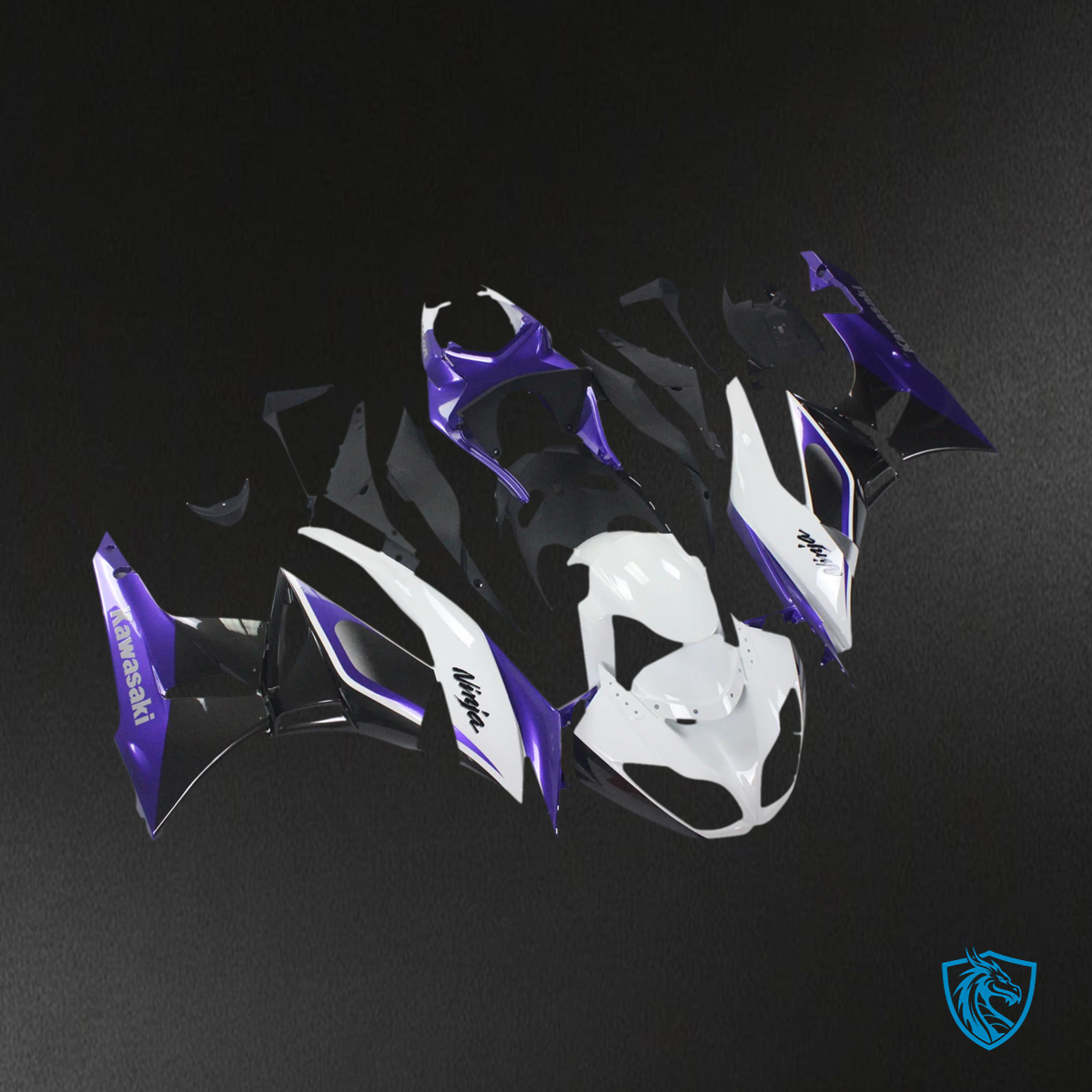 Kawasaki ZX6R (2009-2012) White & Purple - Fairing Kit