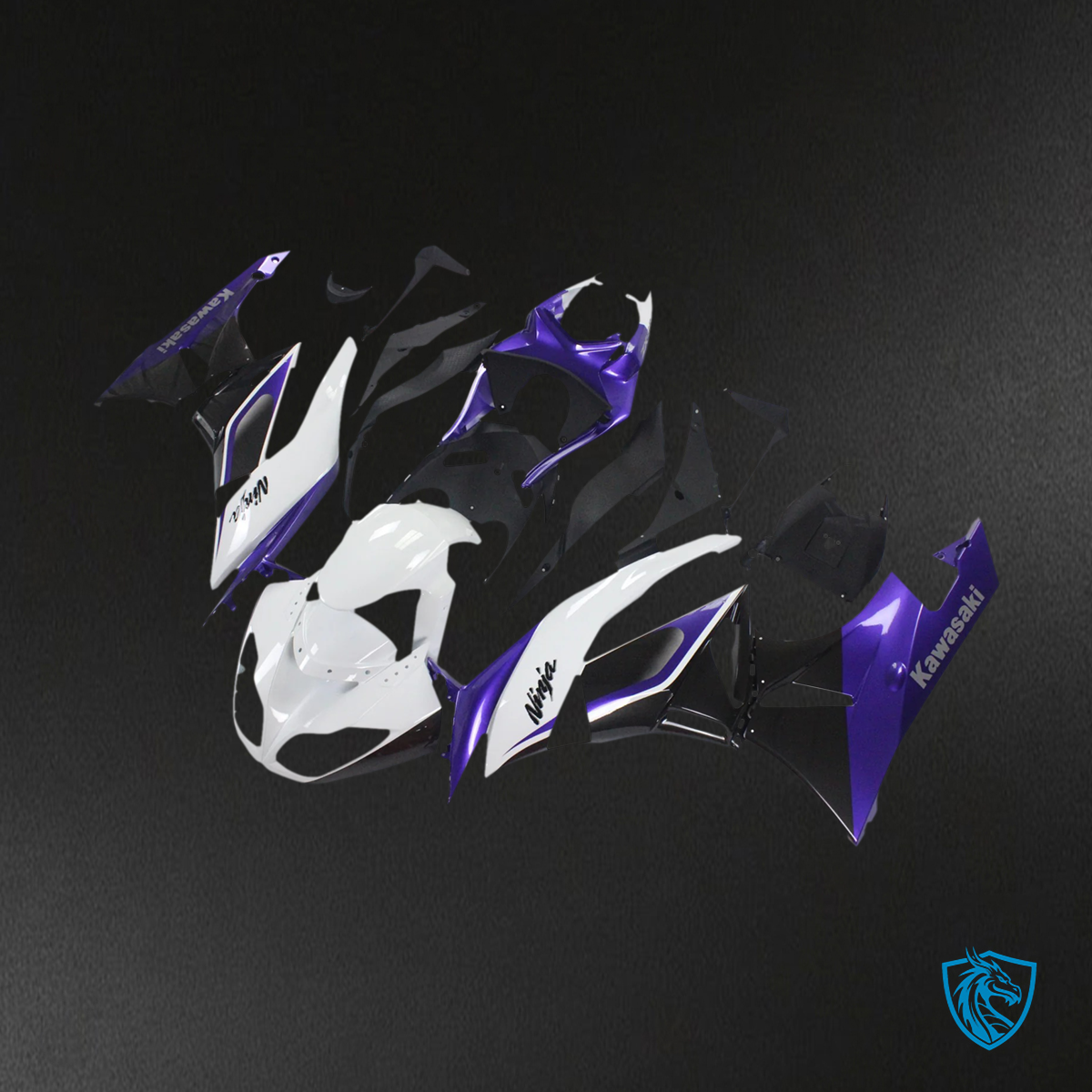 Kawasaki ZX6R (2009-2012) White & Purple - Fairing Kit