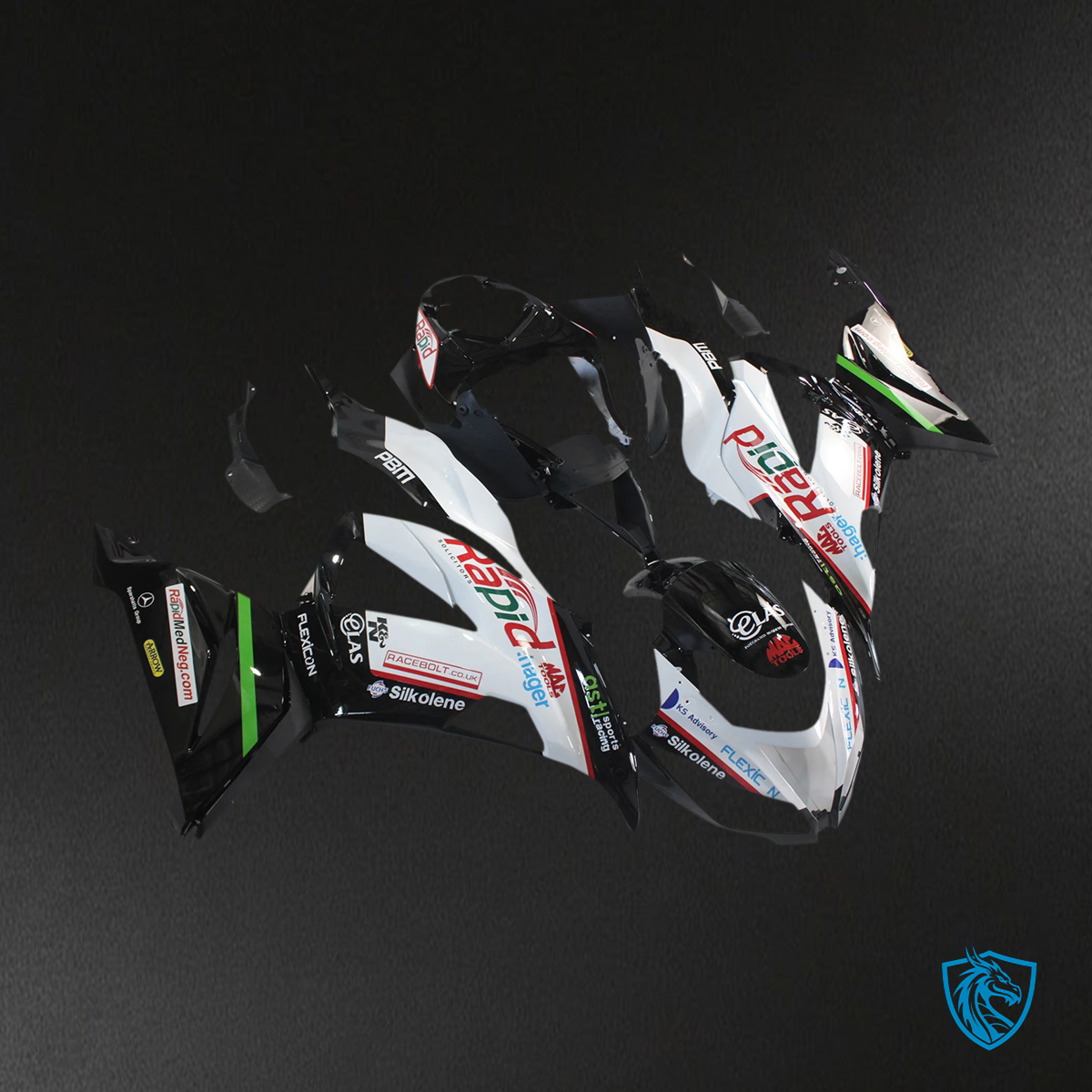 Kawasaki ZX6R (2013-2018) Black & White - Fairing Kit