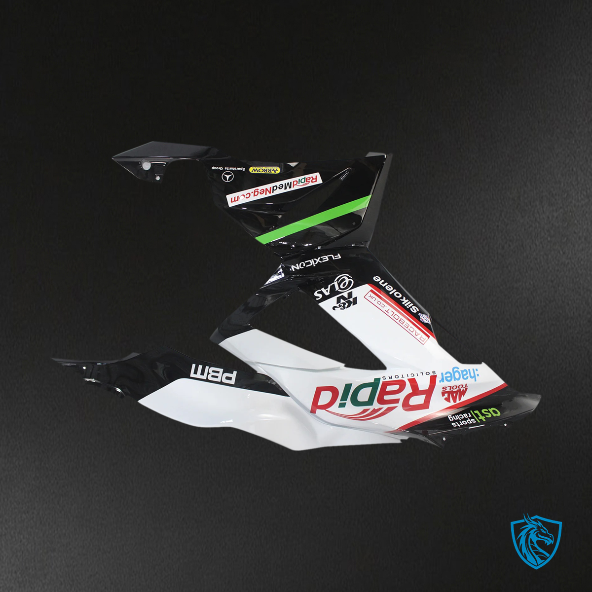 Kawasaki ZX6R (2013-2018) Black & White - Fairing Kit