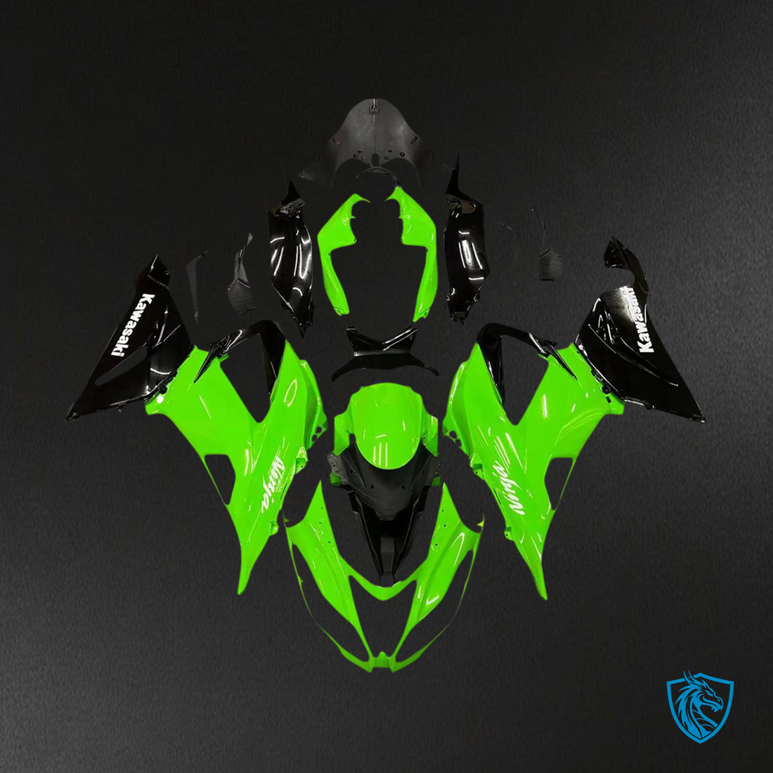 Kawasaki ZX6R (2013-2018) Green & Black - Fairing Kit