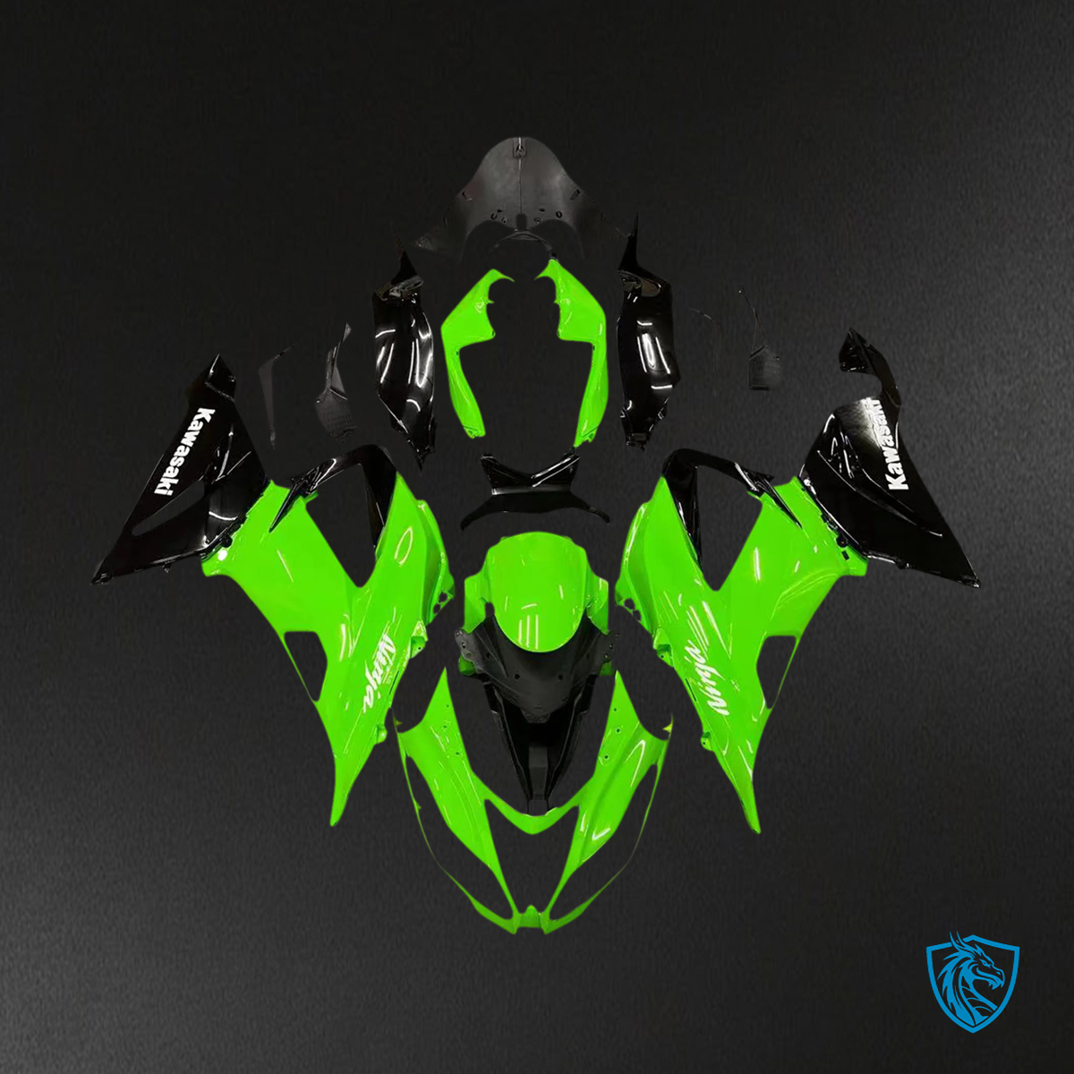 Kawasaki ZX6R (2013-2018) Green & Black - Fairing Kit