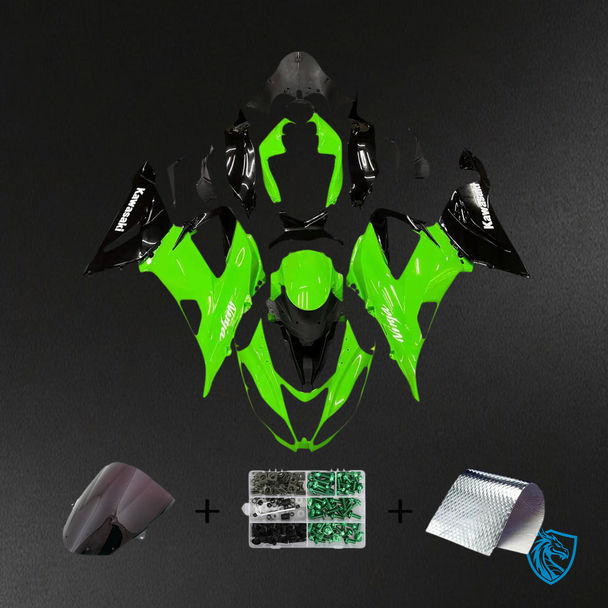 Kawasaki ZX6R (2013-2018) Green & Black - Fairing Kit