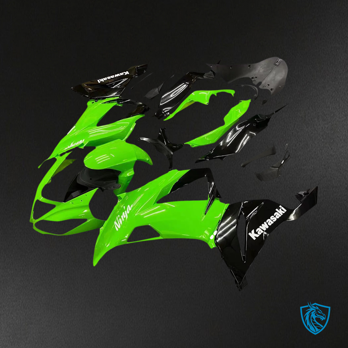 Kawasaki ZX6R (2013-2018) Green & Black - Fairing Kit