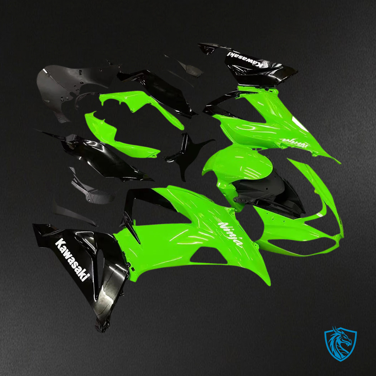 Kawasaki ZX6R (2013-2018) Green & Black - Fairing Kit