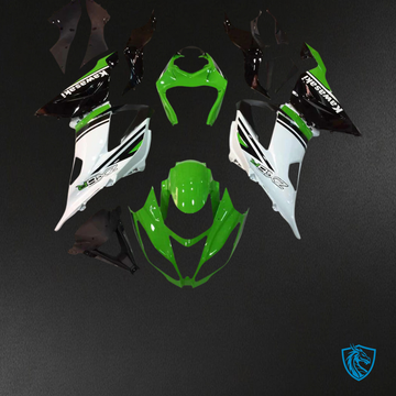 Kawasaki ZX6R (2013-2018) White, Green & Black - Fairing Kit