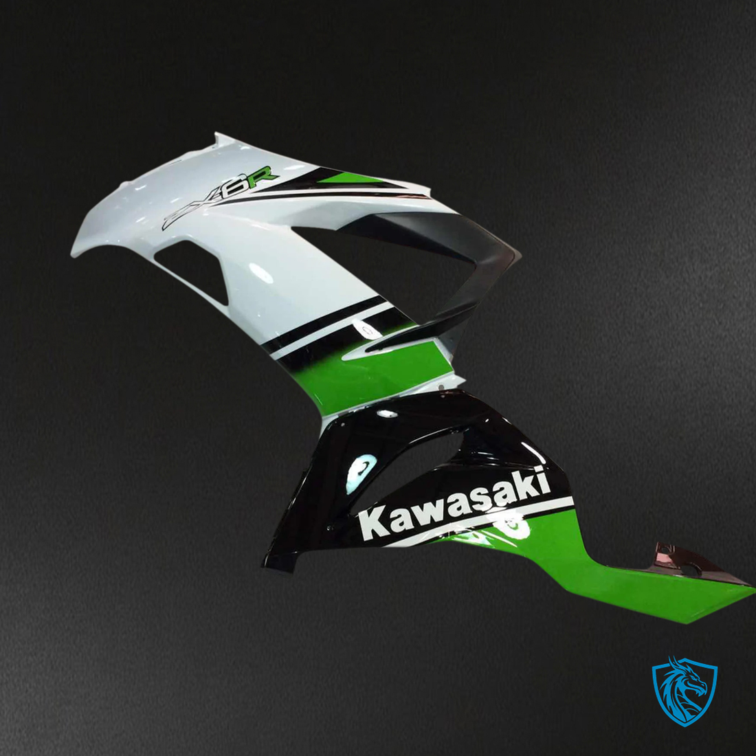 Kawasaki ZX6R (2013-2018) White, Green & Black - Fairing Kit
