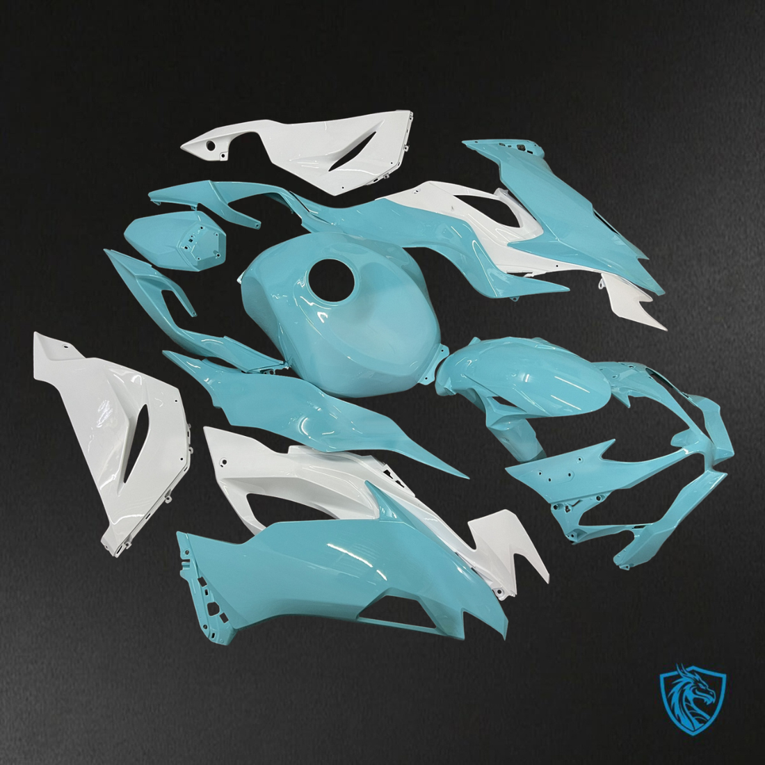 Kawasaki ZX6R (2019-2023) Aqua & White Fairings Kit - Aftermarket ABS Bodywork