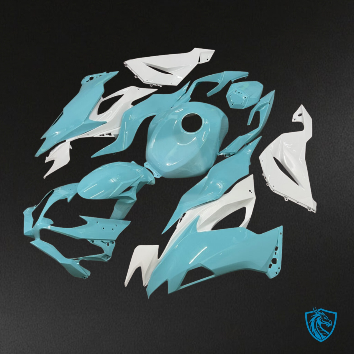 Kawasaki ZX6R (2019-2023) Aqua & White - Custom ABS Fairing Kit
