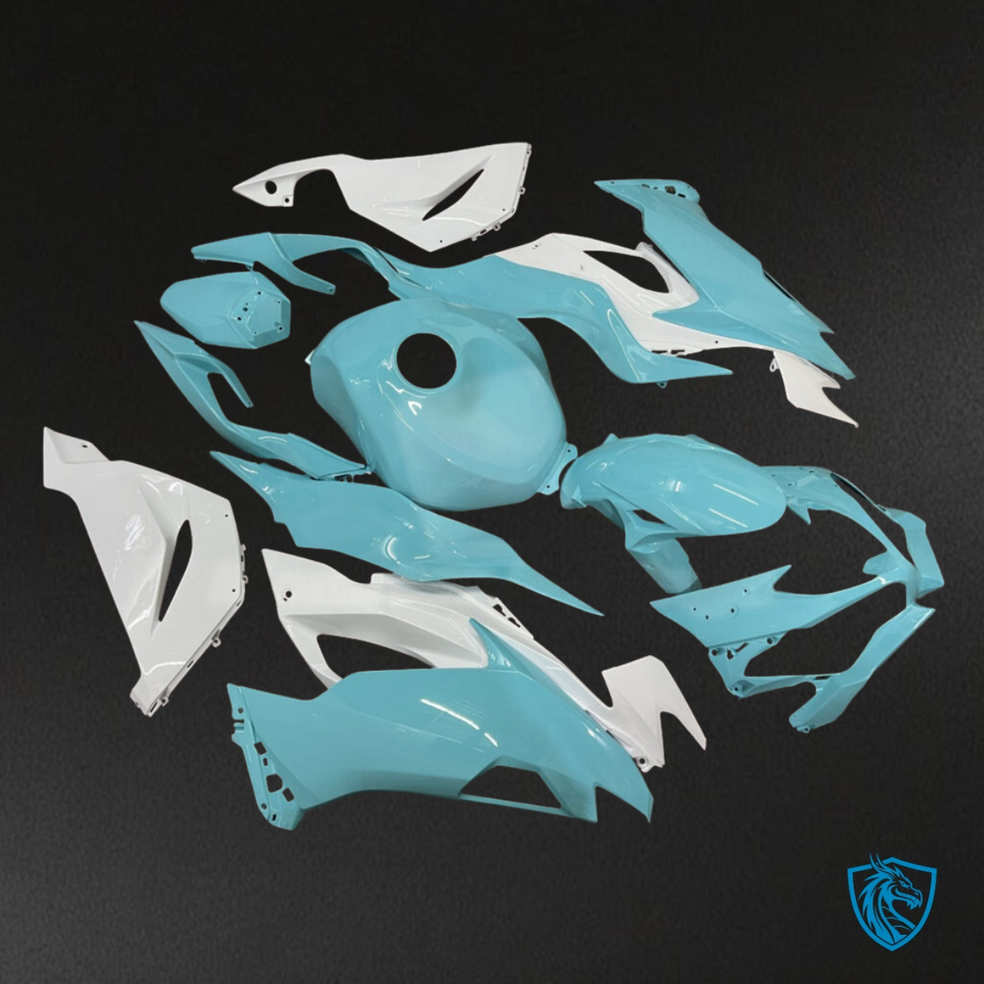 Kawasaki ZX6R (2019-2023) Aqua & White - Custom ABS Fairing Kit