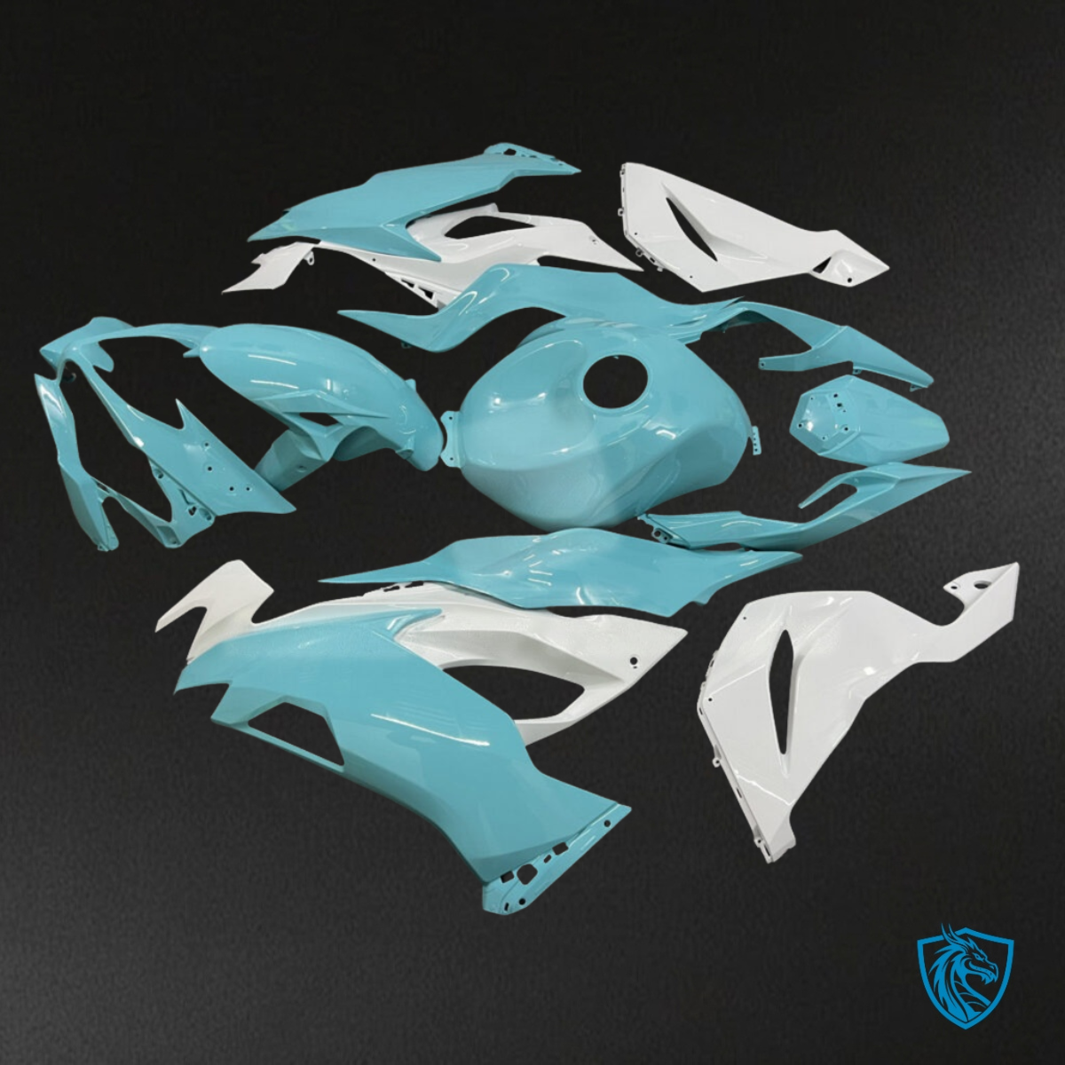 Kawasaki ZX6R (2019-2023) Aqua & White - Custom ABS Fairing Kit