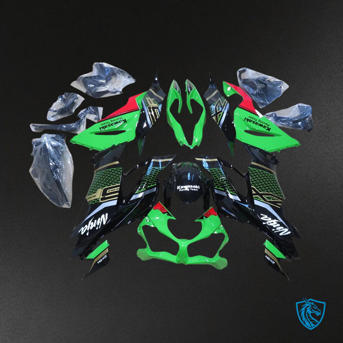 Kawasaki ZX6R (2019-2023) Black & Green - Fairing Kit