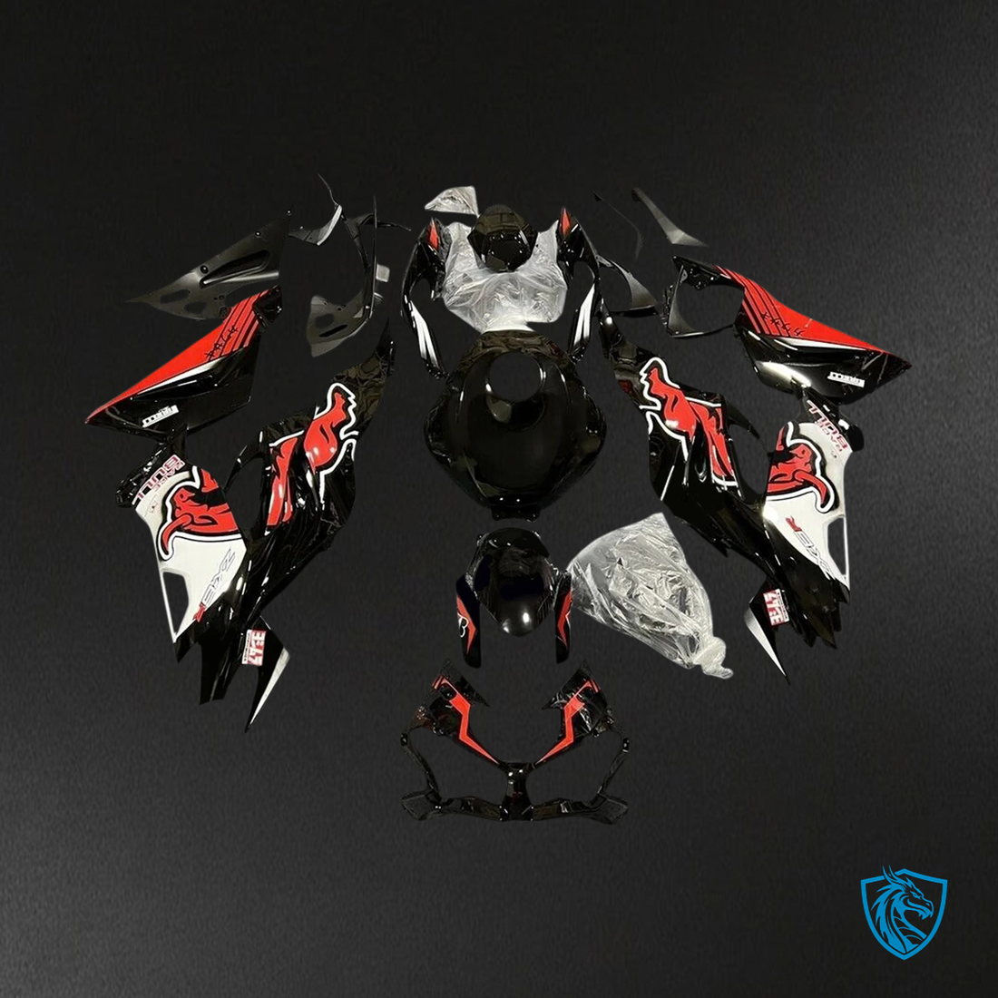 Kawasaki ZX6R (2019-2023) Black, Red & White accents - Fairing Kit