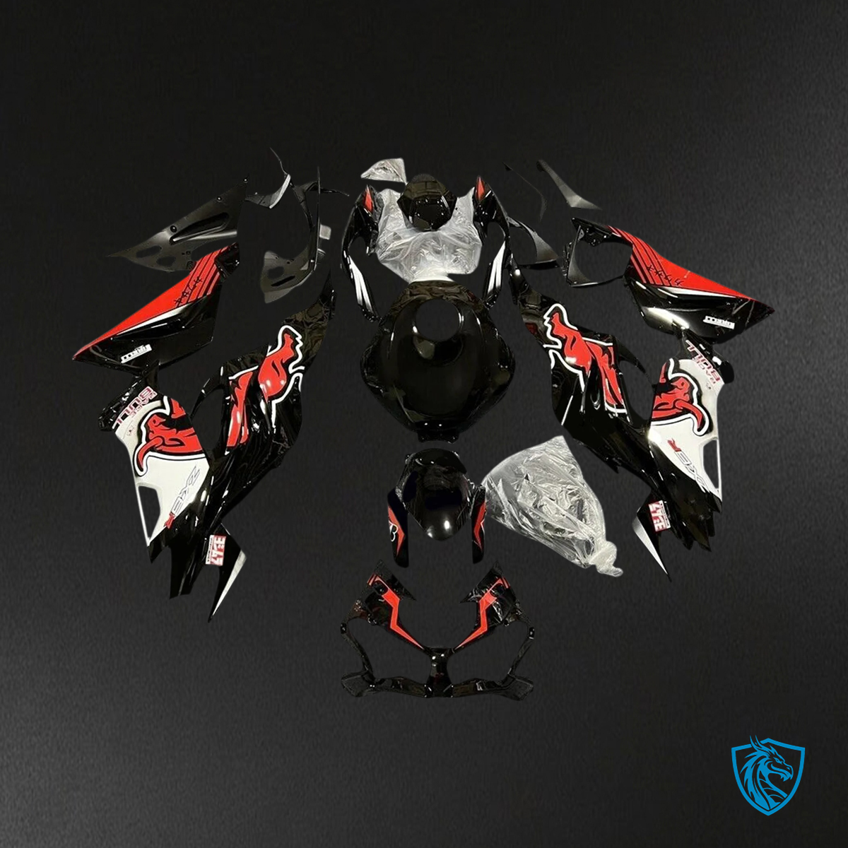 Kawasaki ZX6R (2019-2023) Black, Red & White accents - Fairing Kit