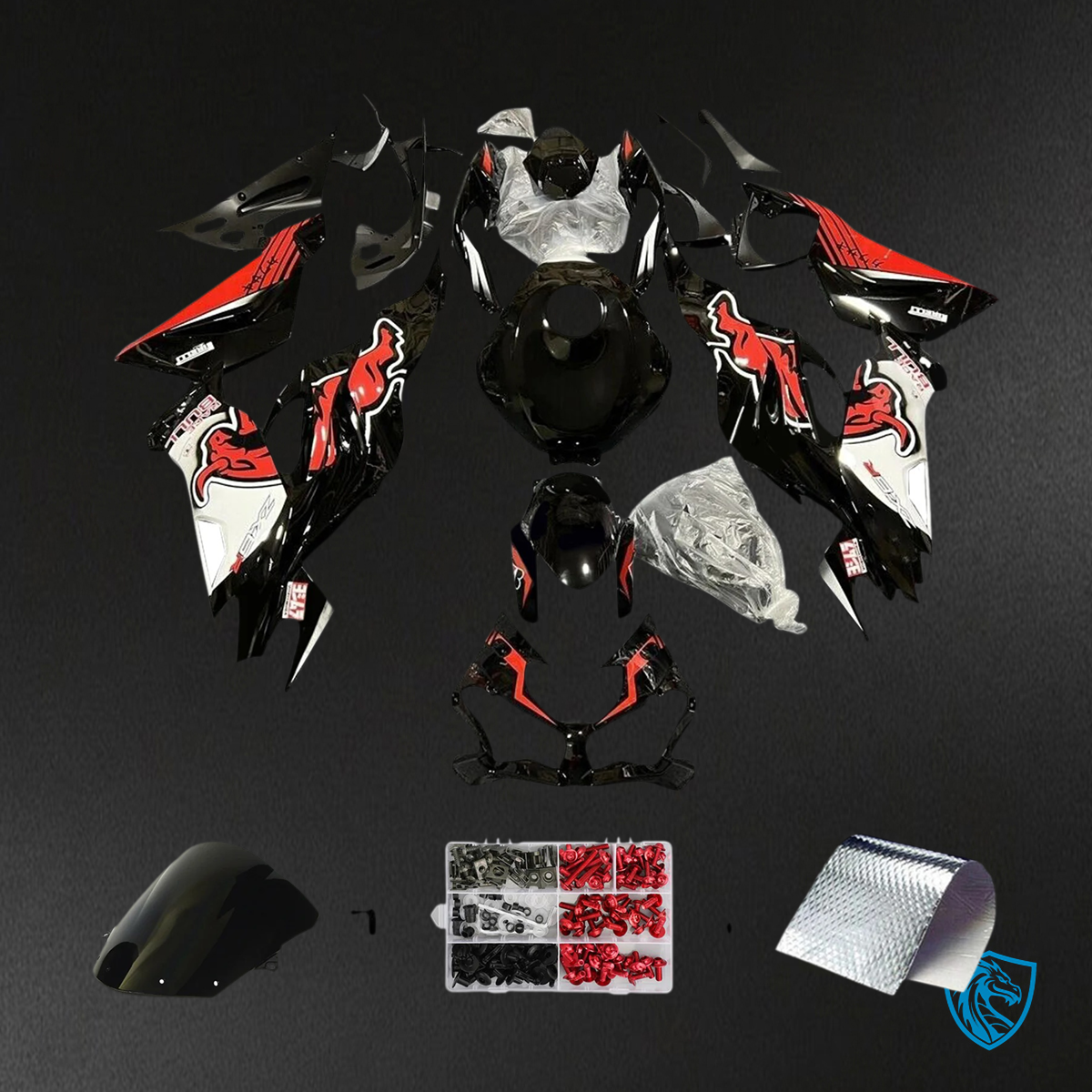 Kawasaki ZX6R (2019-2023) Black, Red & White accents - Fairing Kit