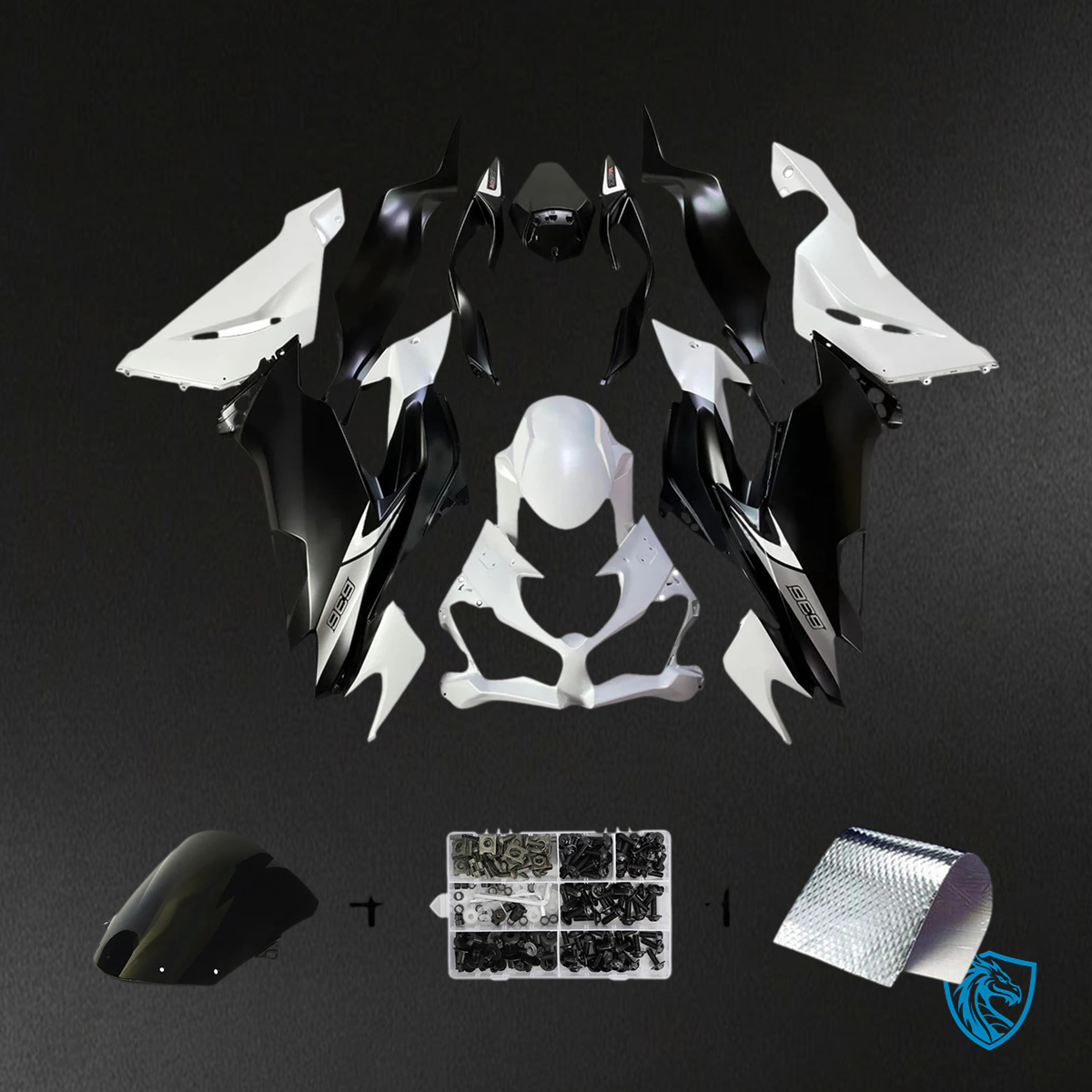 Kawasaki ZX6R (2019-2023) Black & White - Fairing Kit