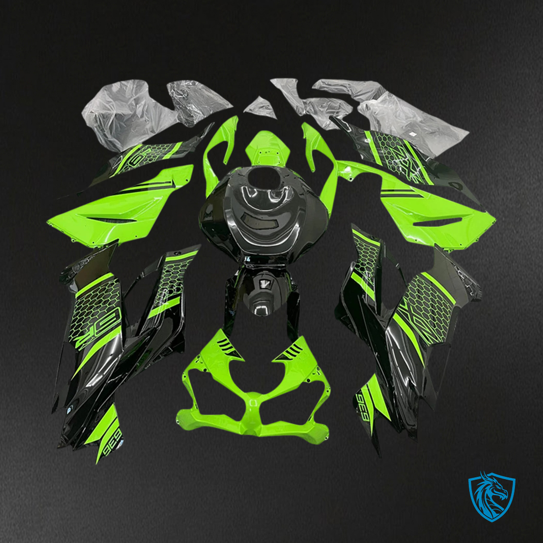 Kawasaki ZX6R (2019-2023) Black & Green - Fairing Kit