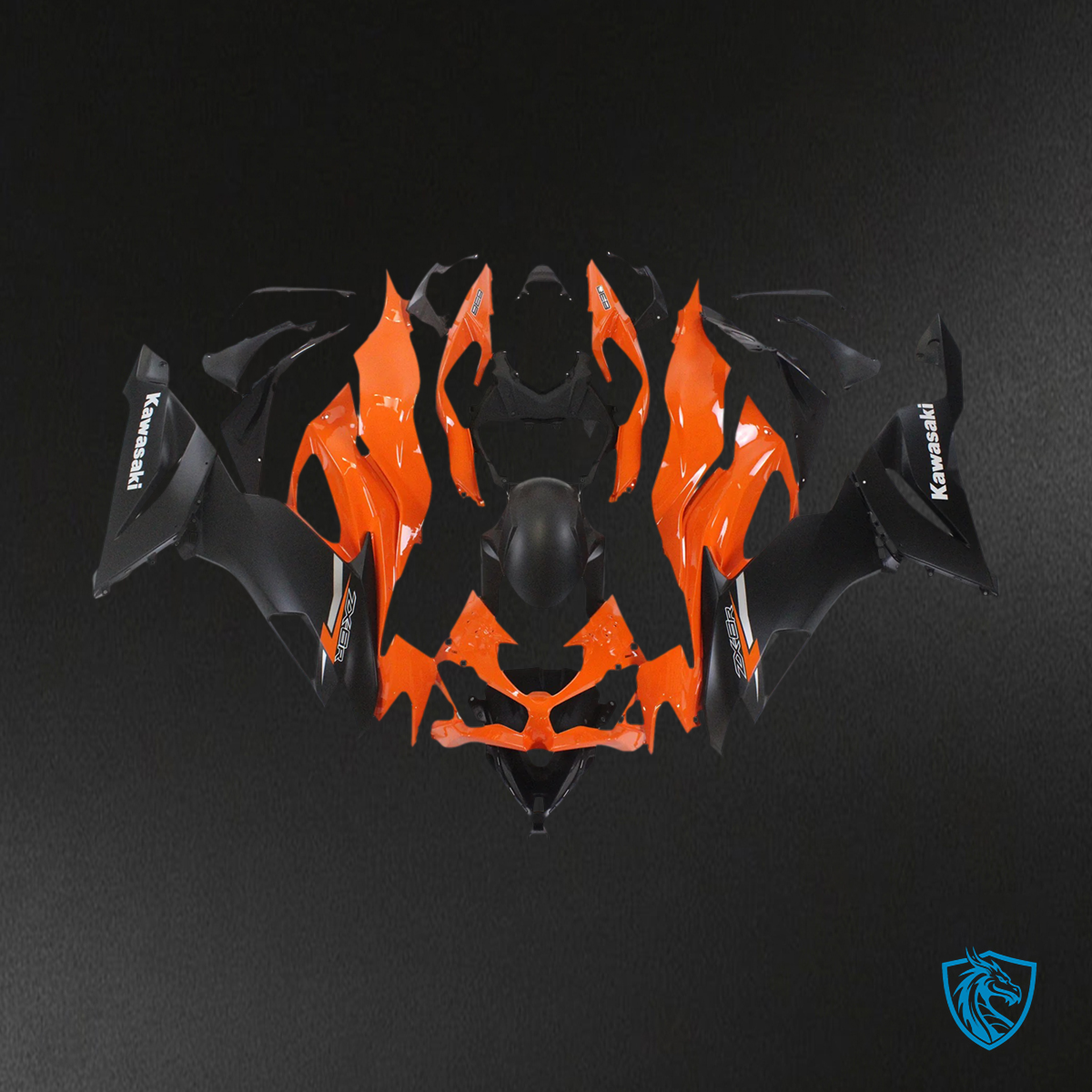 Kawasaki ZX6R (2019-2023) Black & Orange - Fairing Kit