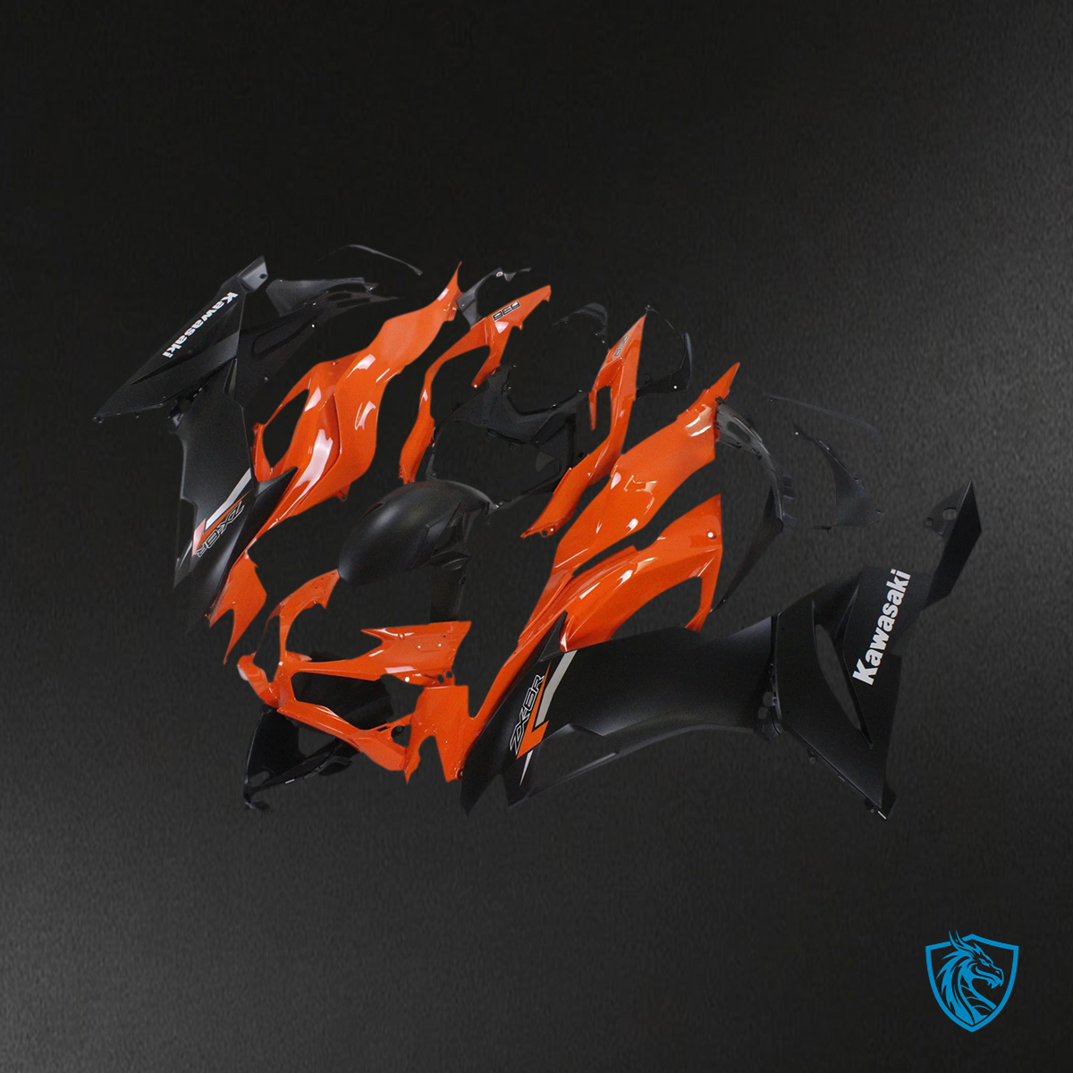 Kawasaki ZX6R (2019-2023) Black & Orange - Fairing Kit