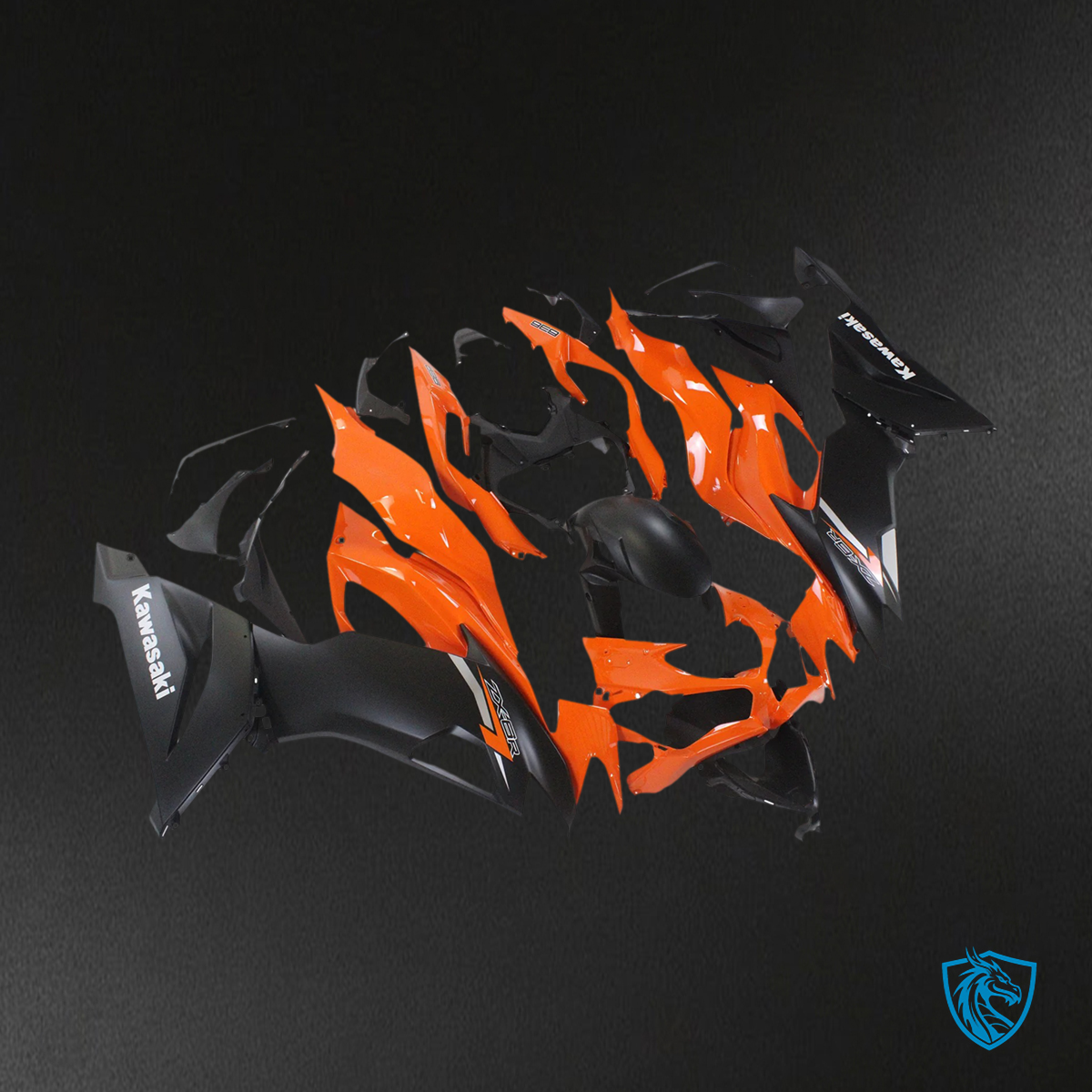 Kawasaki ZX6R (2019-2023) Black & Orange - Fairing Kit