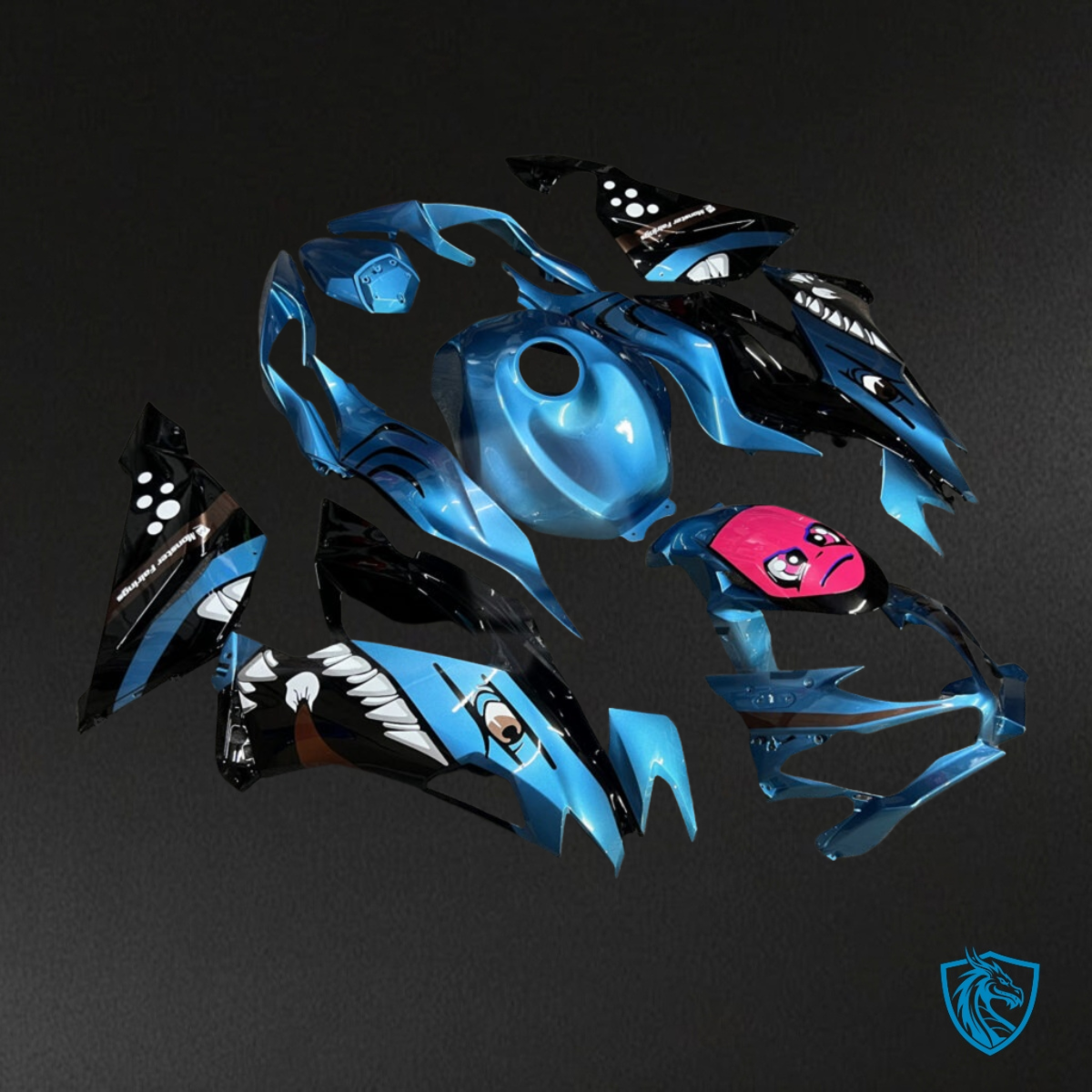 Kawasaki ZX6R (2019-2023) Gloss Blue Rossi Shark - MERGEment Motorcycle Fairings Kit