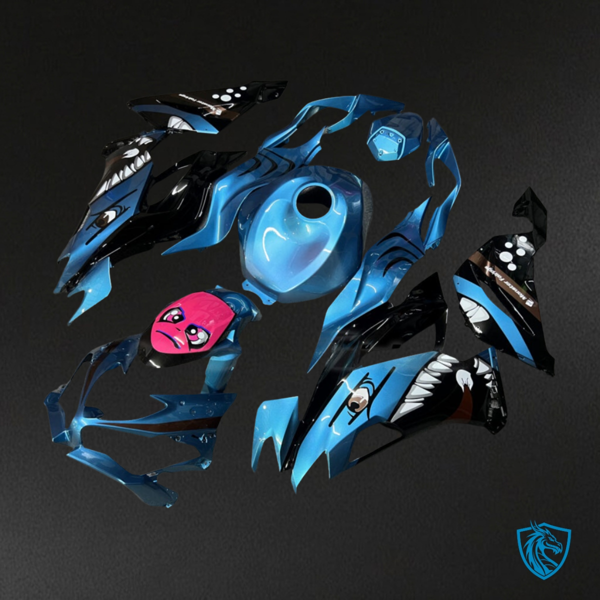 Kawasaki ZX6R (2019-2023) Gloss Blue Rossi Shark - MERGEment Motorcycle Fairings Kit