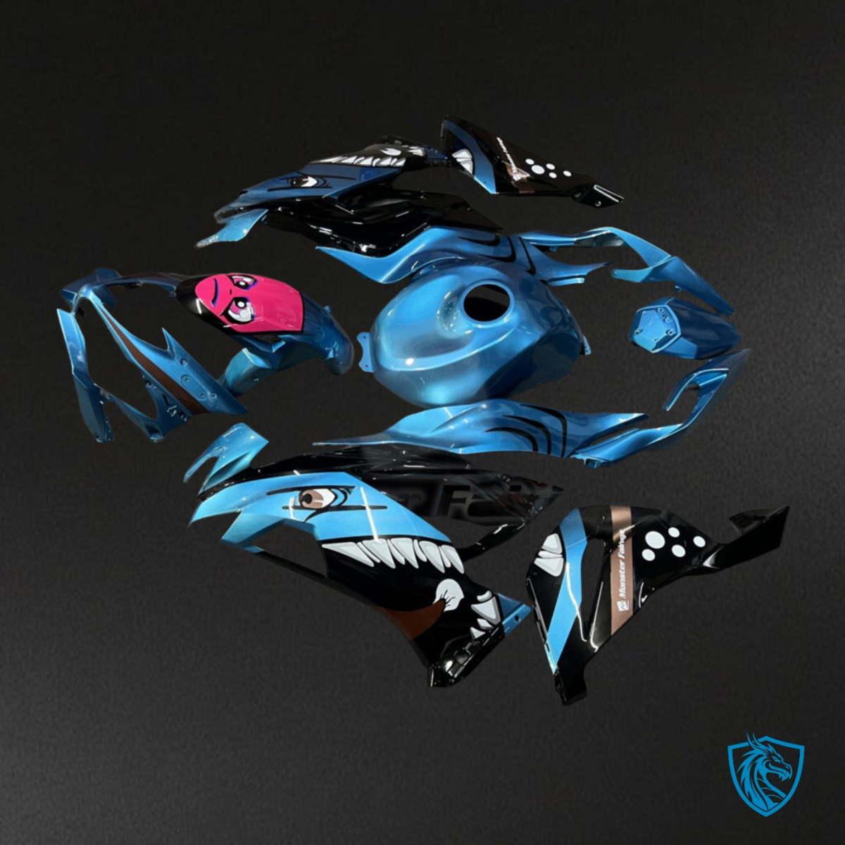Kawasaki ZX6R (2019-2023) Gloss Blue Rossi Shark - MERGEment Motorcycle Fairings Kit