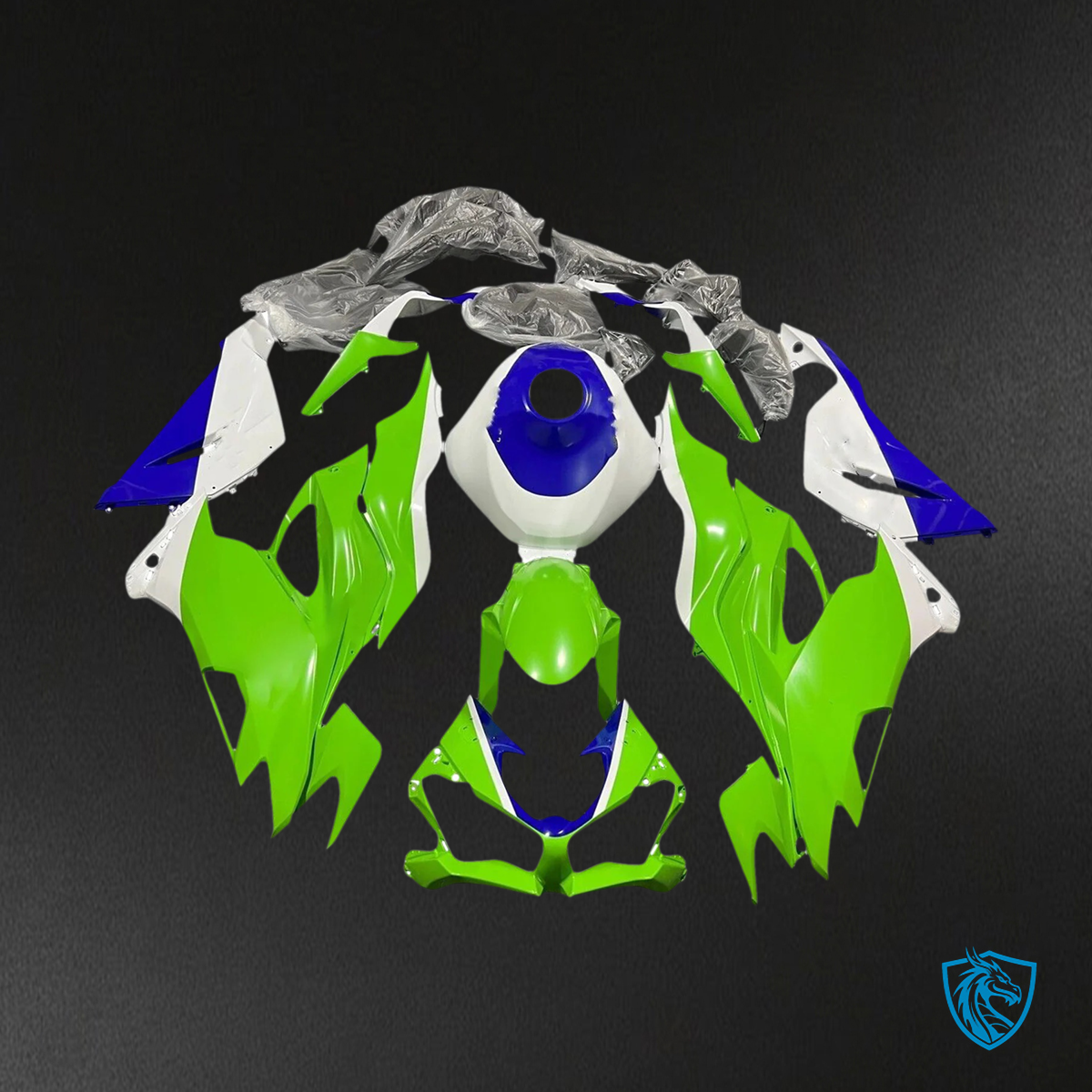 Kawasaki ZX6R (2019-2023) Blue, White & Light Green - Fairing Kit