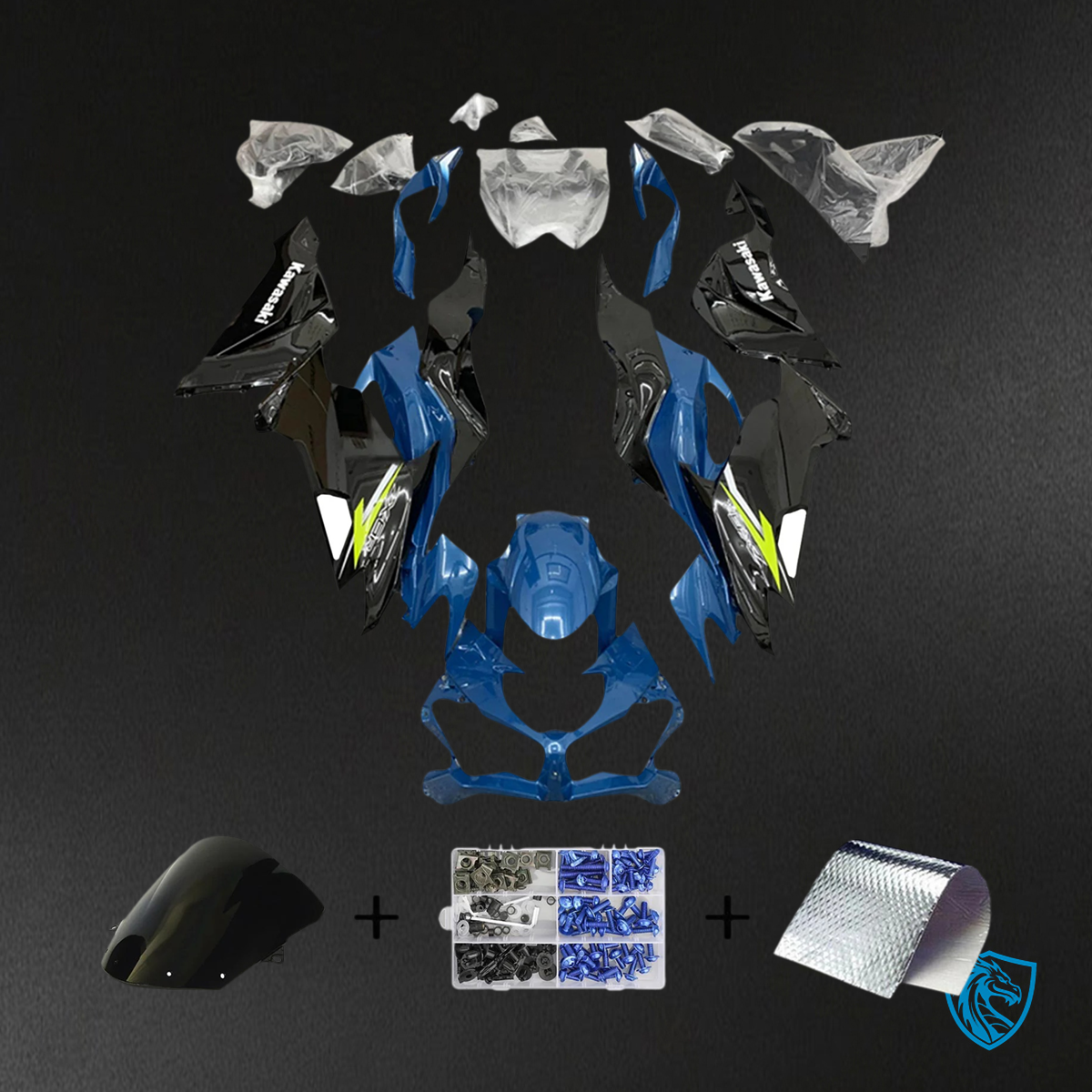 Kawasaki ZX6R (2019-2023) Black & Blue - Fairing Kit