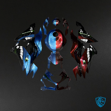 Kawasaki ZX6R (2019-2023) Blue & Red Shark Split - MERGEment Motorcycle Fairings Kit