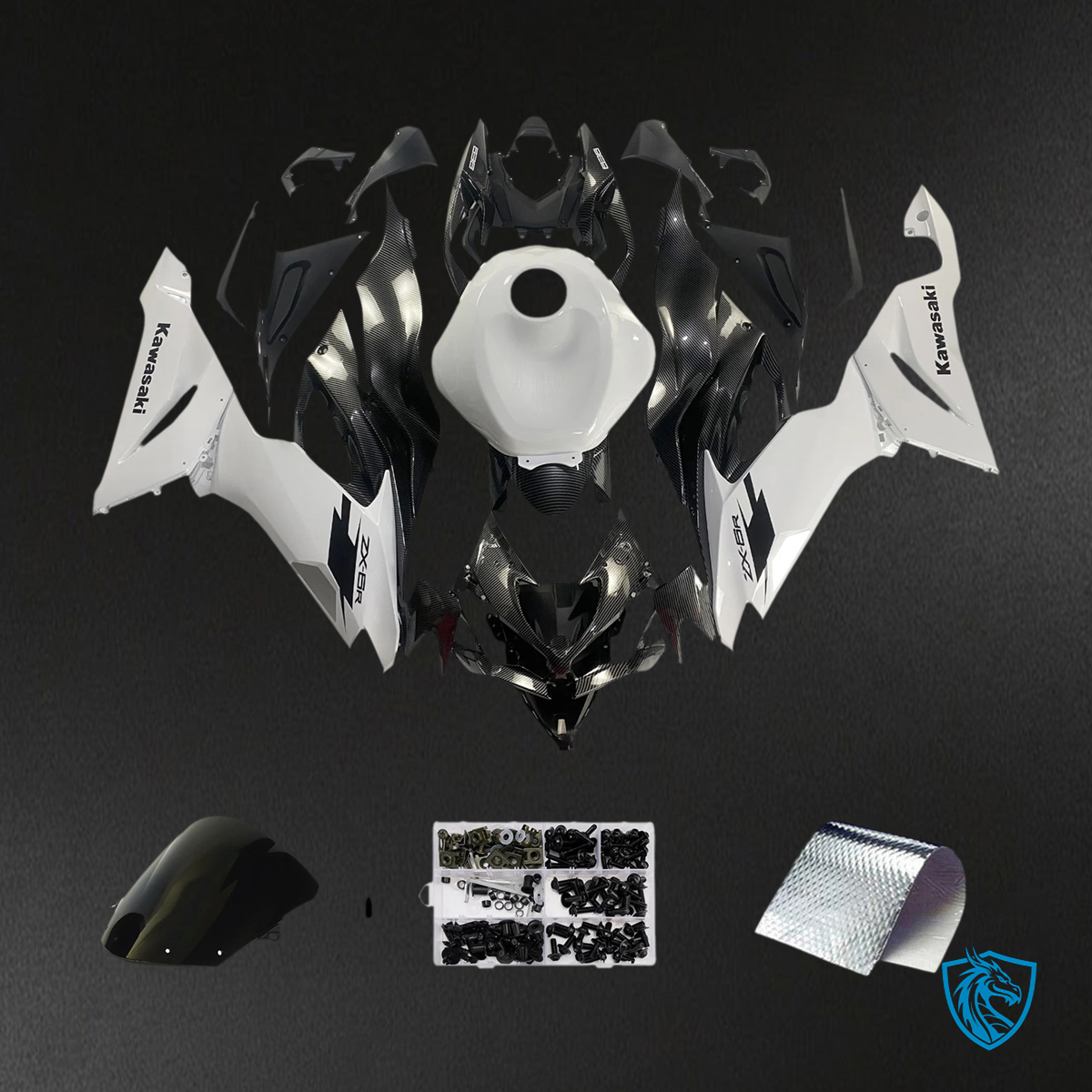 Kawasaki ZX6R (2019-2023) Carbon Fiber White - Fairing Kit