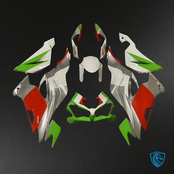 Kawasaki ZX6R (2019-2023) Red, Green & Silver Fairings Kit - Aftermarket ABS Bodywork