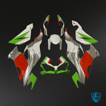 Kawasaki ZX6R (2019-2023) Custom Red, Green & White - Custom ABS Fairing Kit